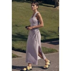 Anthropology Daily Practice Game‎ Time Ruched Midi Dress Striped S